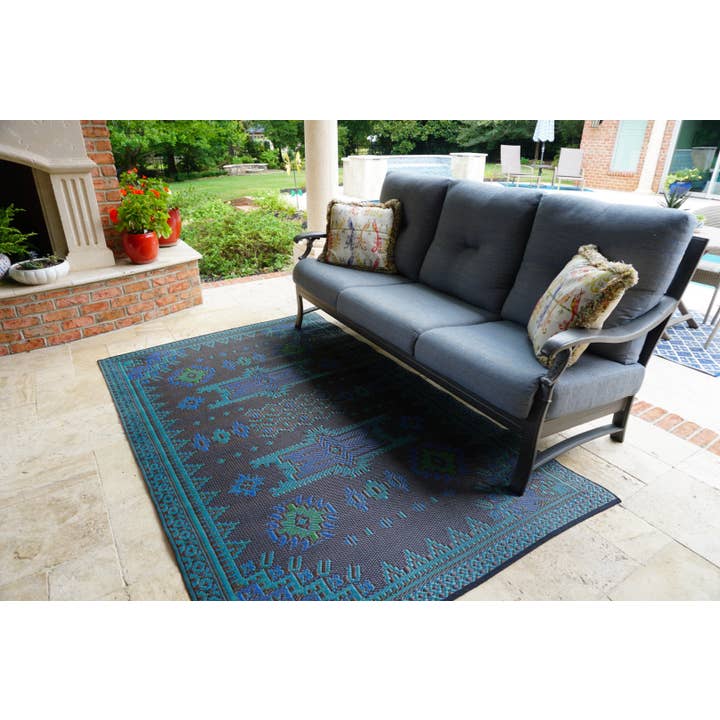 Mad Mats - Wholesale Area Rug - Apache Black & Aqua2