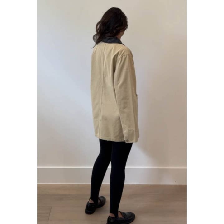 KHAKI Contrast Collar Oversized Workwear Jacket for wholesale on Faire5