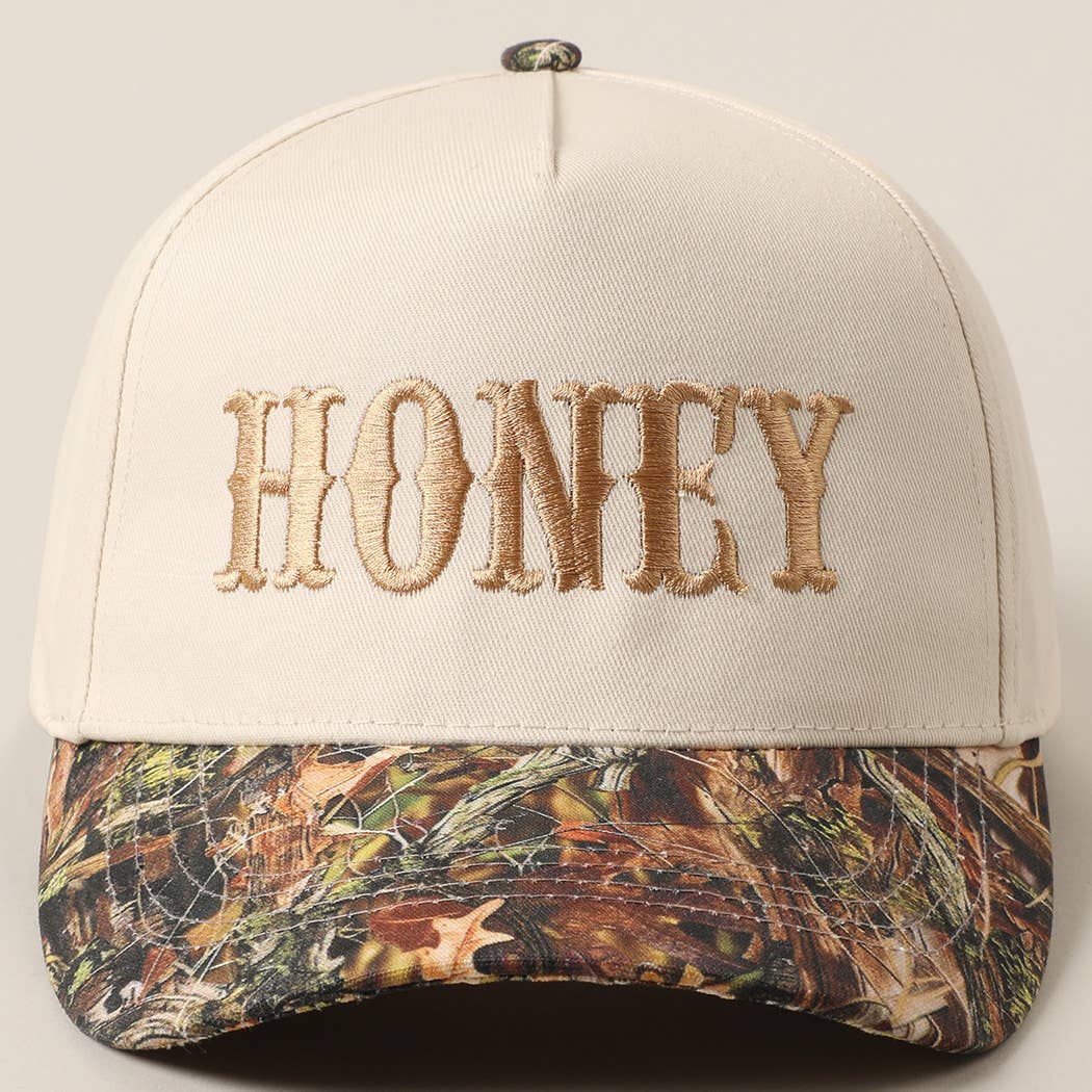 Fashion City - Wholesale Trucker Hat - Unisex - HONEY Lettering Embroidery Camo Two-Tone Cap8