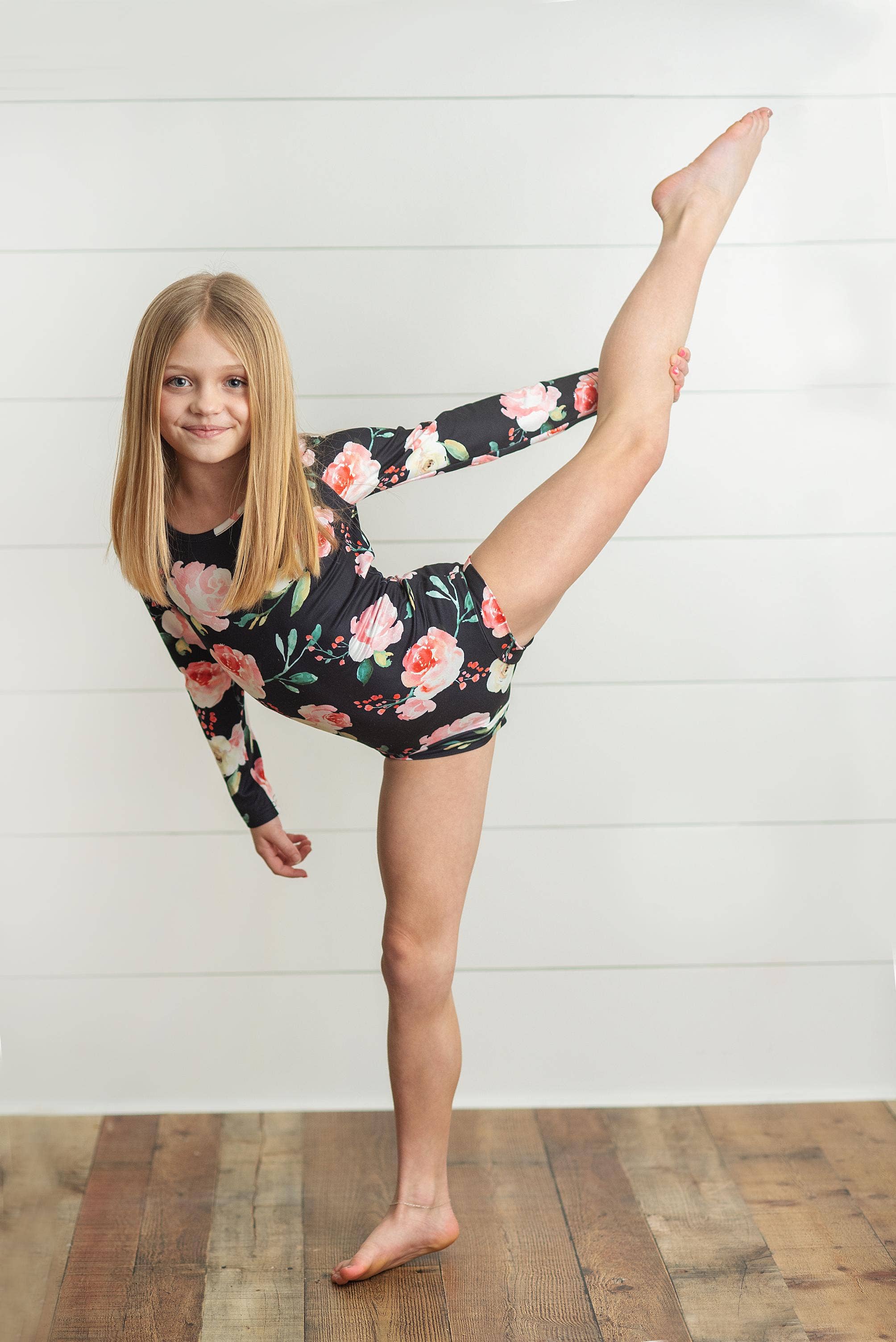 Oopsie Daisy - Wholesale Leotard - Kids - Kids Black Floral Dance Gymnastics Ballet Leotard1