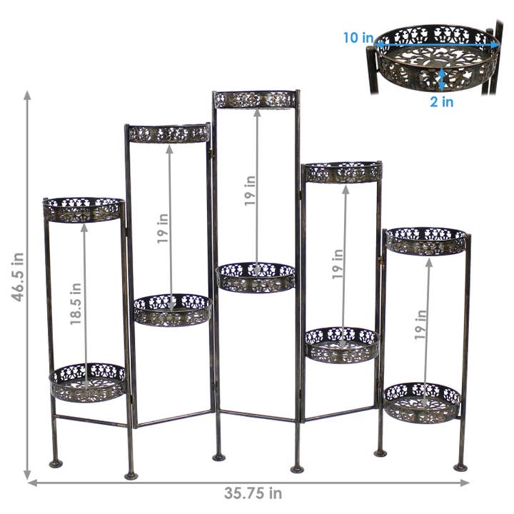 Sunnydaze Decor - Wholesale Plant Pot Stand - 10-Tier Bronze Steel Indoor/Outdoor Folding Plant Stand