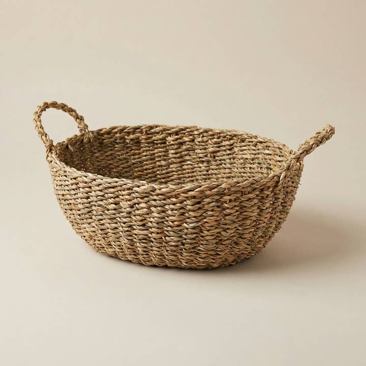 Small Seagrass Storage Basket with Handles for wholesale by Natural Artisan Home