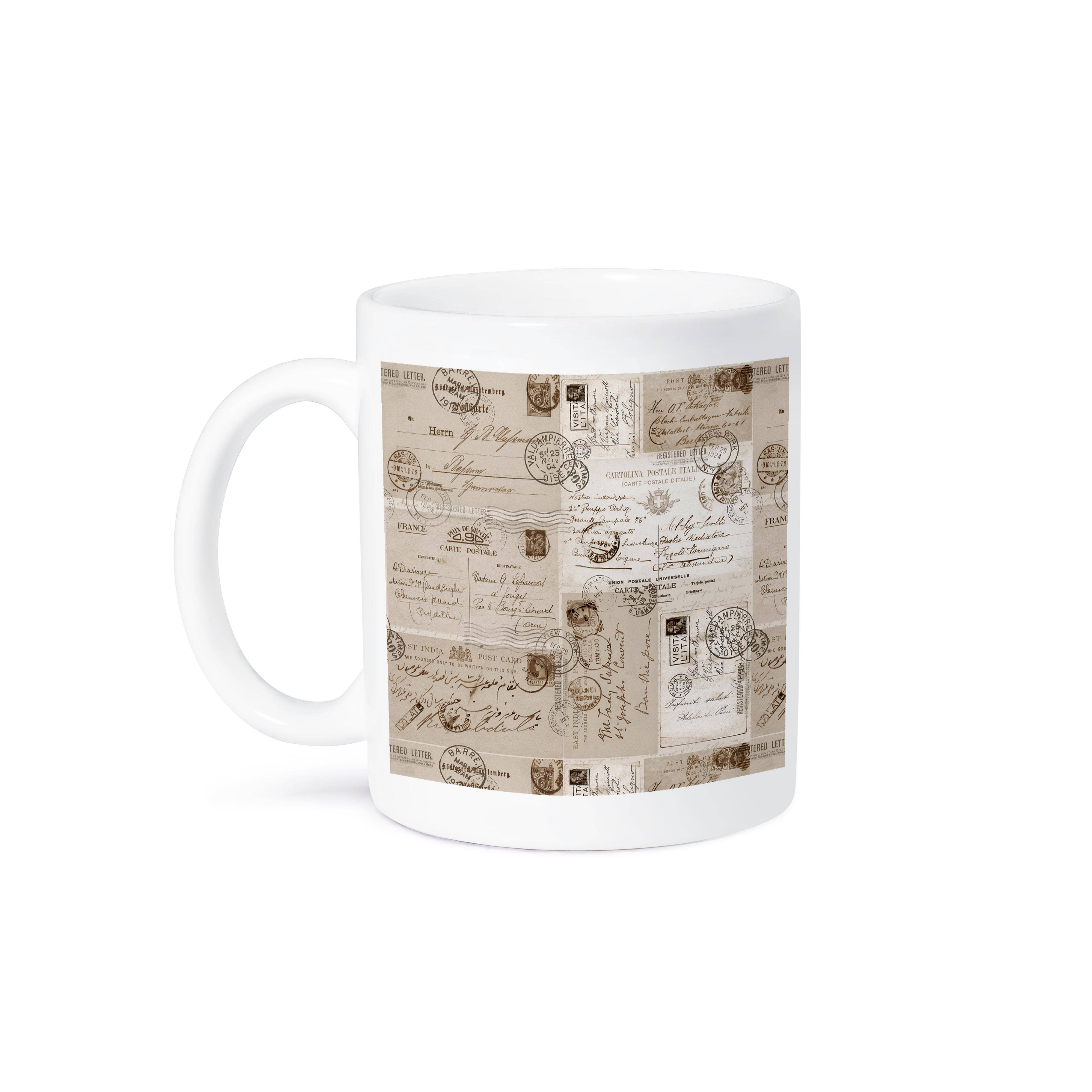 3dRose - Wholesale Coffee Mug - 3dRose, Collage Of Old Letters And Postcards Sepia Color, Mug8