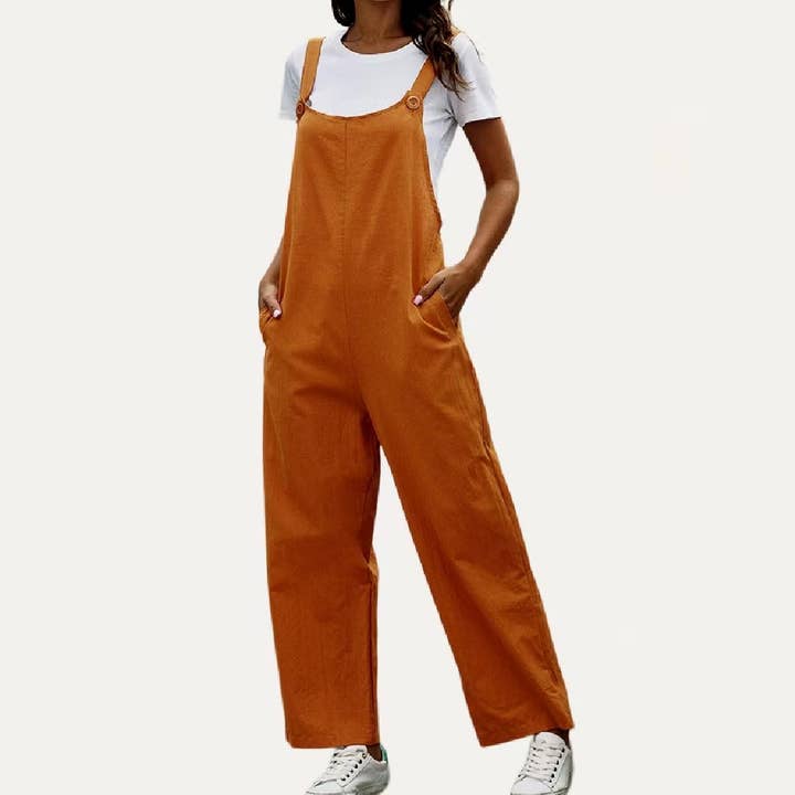 The Moment Collection - Wholesale Overalls - Women's - Cool Girl Solid Lightweight Wide-Leg Overall