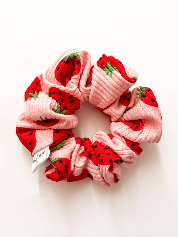Strawberry Scrunchie for wholesale by Peachy Daze Boutique