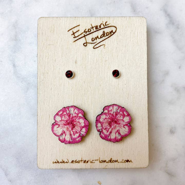 Conjunto de pendientes de flor de nacimiento y piedra de nacimiento para venta al por mayor de Esoteric London