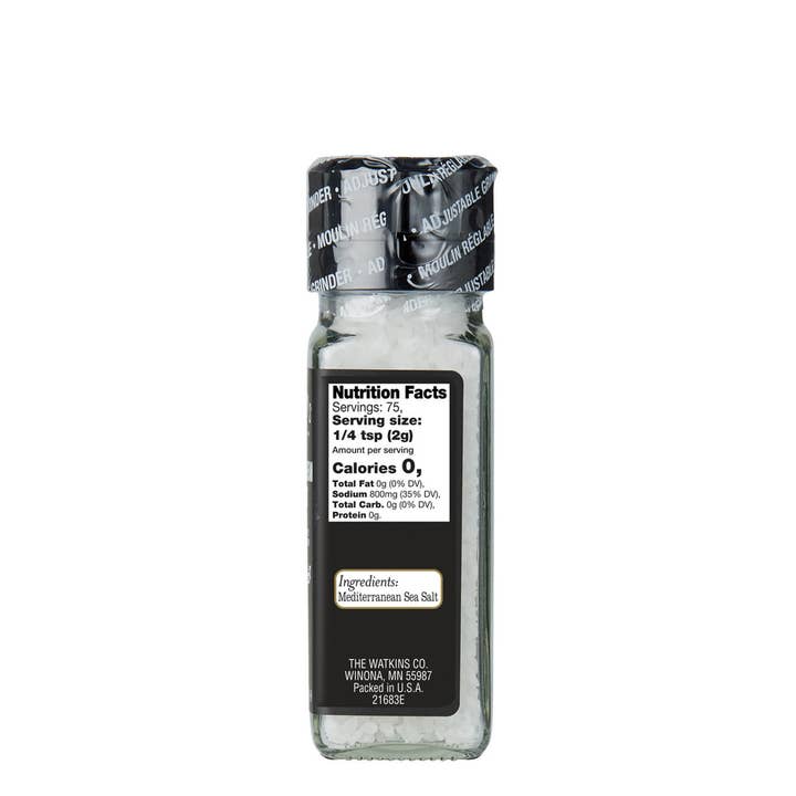 The Watkins Co. - Wholesale Salt - Mediterranean Sea Salt Grinder, 5.3 oz