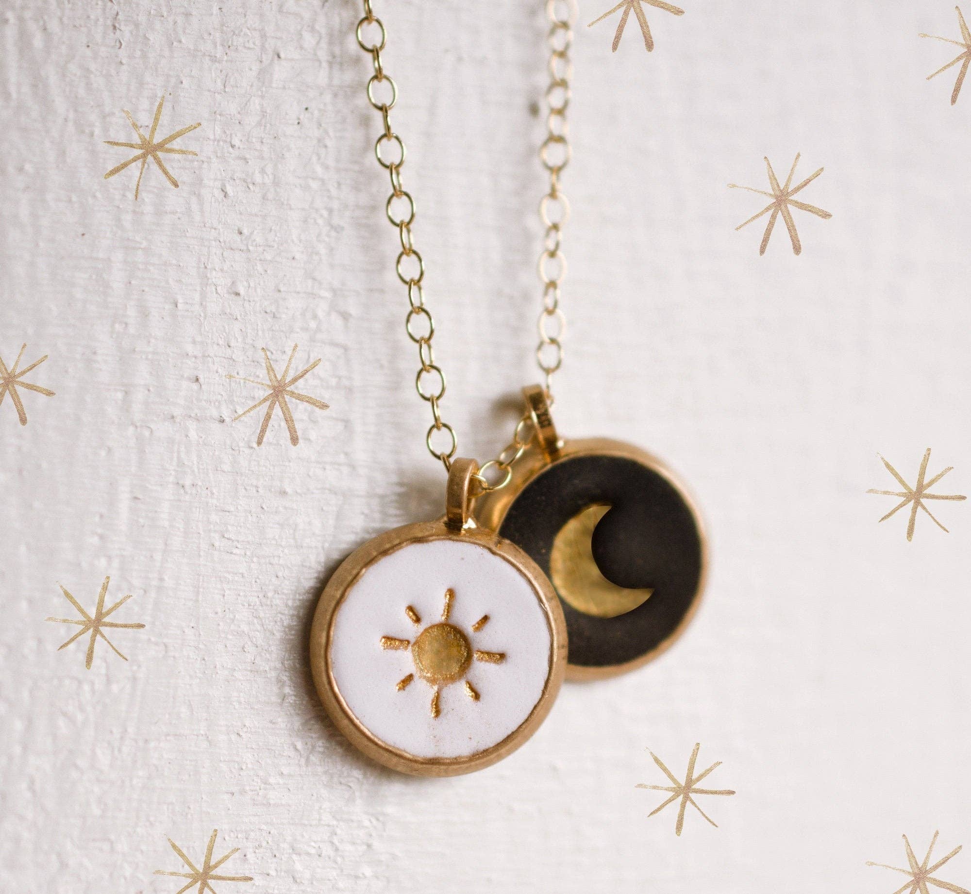 Jill Makes – wholesale Pendant/charm necklace – Sun + Moon Clay Necklace1