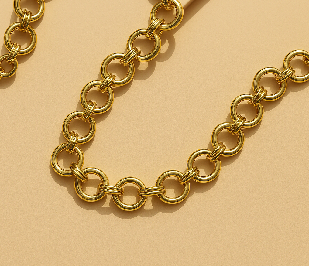 Gold Lunar – wholesale Link & chain necklace – Round Link Chain Necklace 18k Gold Plated Modern1