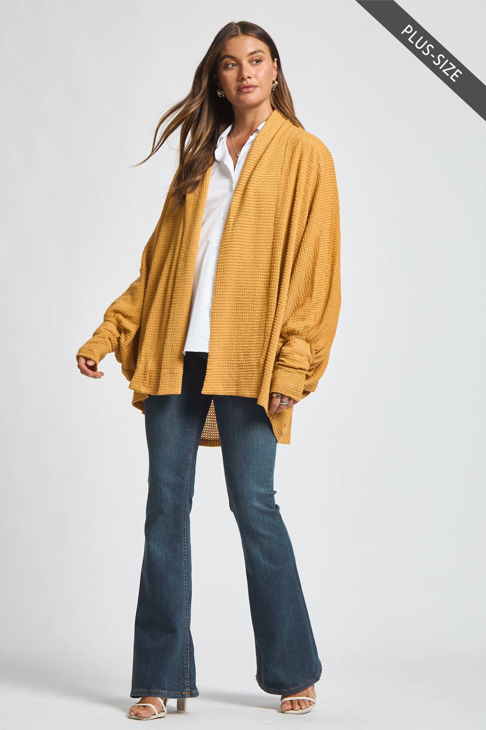 Dear Scarlett - Wholesale Cardigan - Women's - PLUS SIZE Crochet Knit Cardigan Batwing Sleeve1