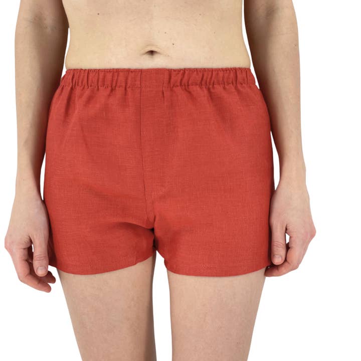 100% linneunderkläder kvinna bränd orange boxare för damer för wholesale av DucksnFoxes
