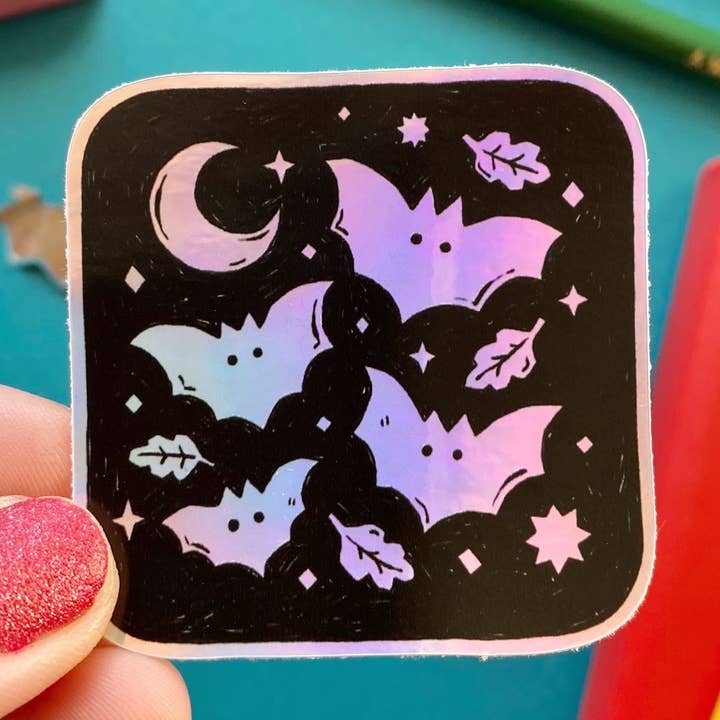 Bats Holographic Sticker for wholesale by Stacey McEvoy Caunt