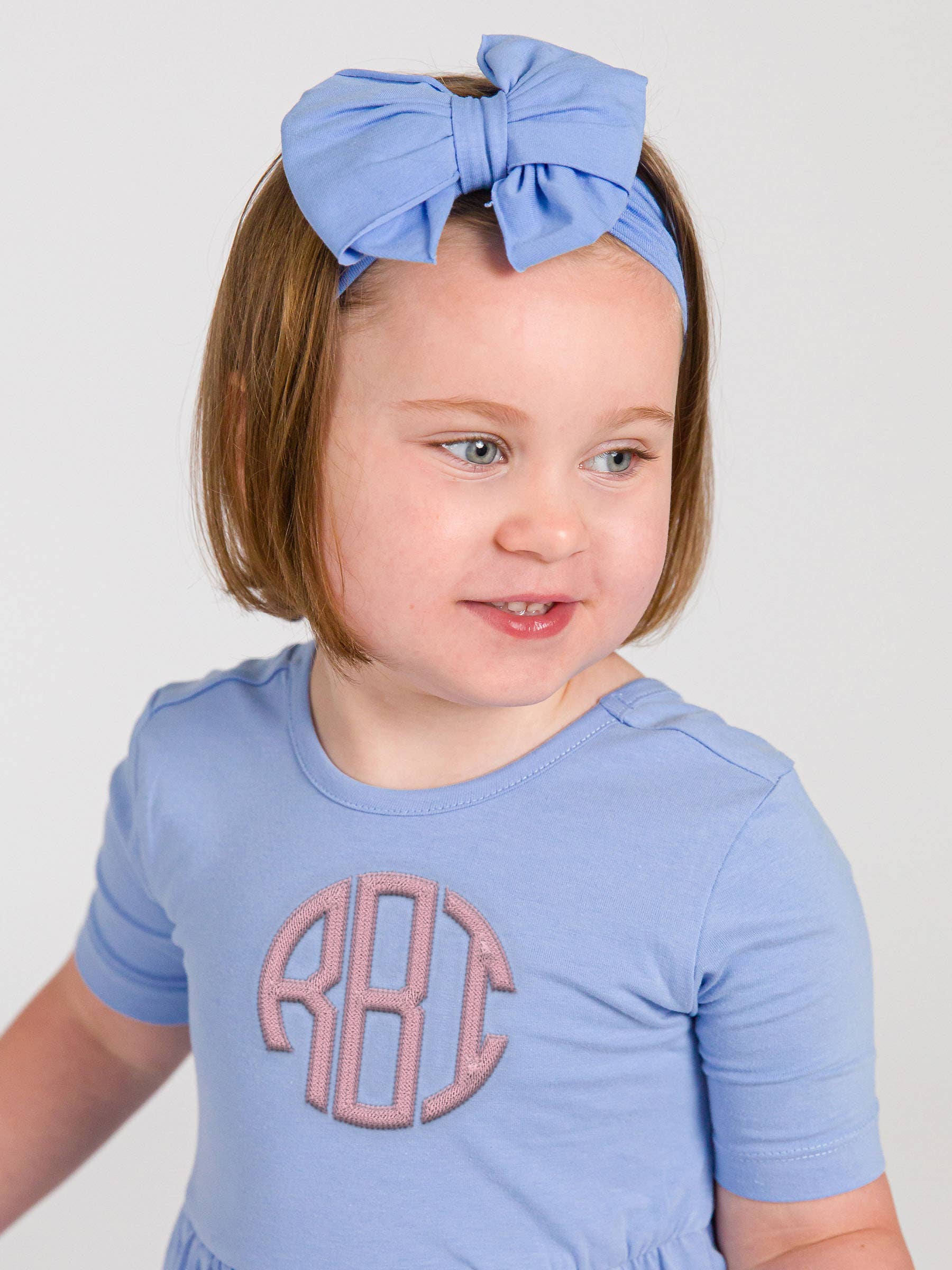 Girls Periwinkle Blue Big Bow Headband for wholesale on Faire4