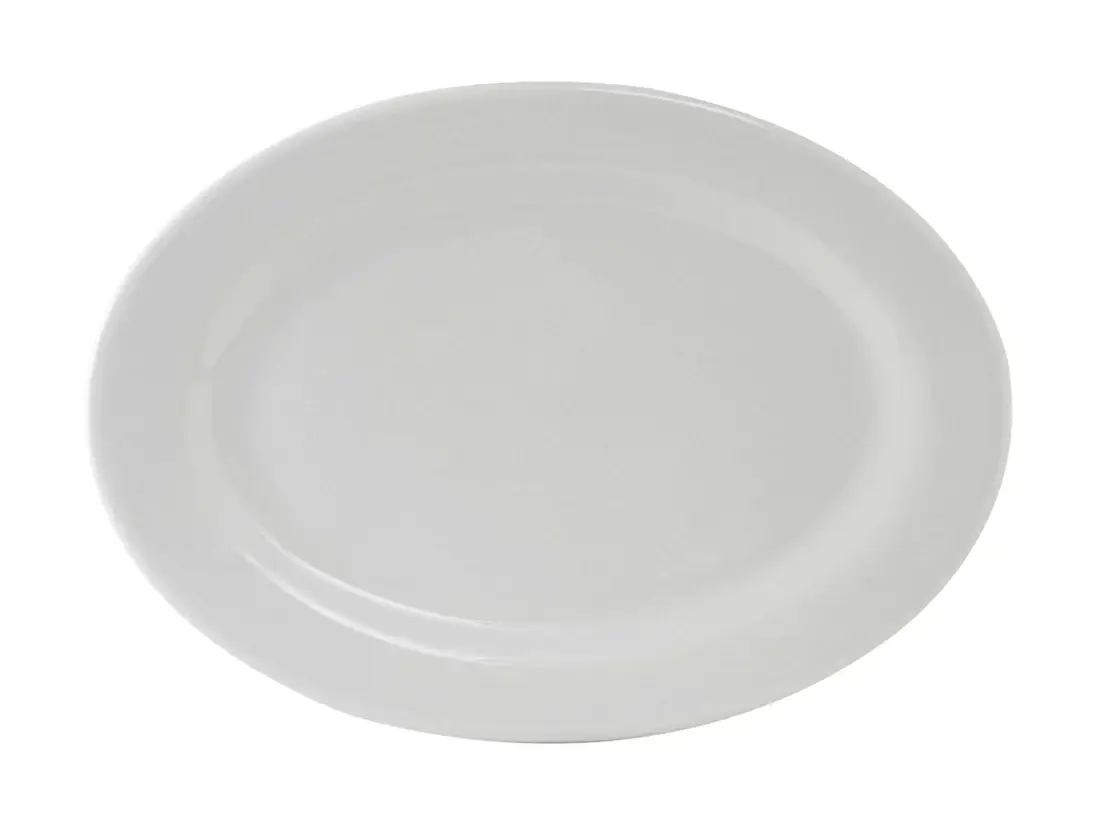 Porcelana Branca RE Prato Oval Cerâmico de Borda Laminada, 13.75" para venda a revendedores na Faire0