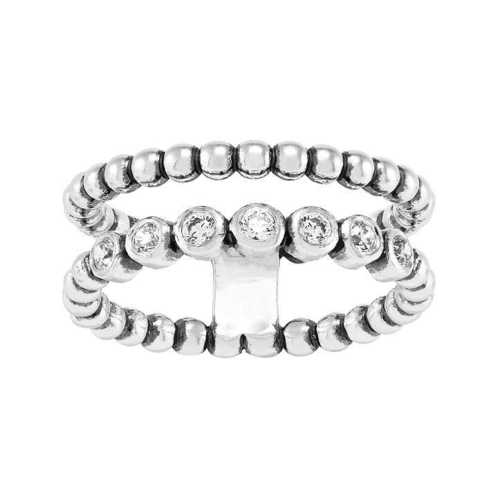 Bague en argent sterling et zircon cubique 'Parallel Beams' de Silpada pour la vente par Silpada