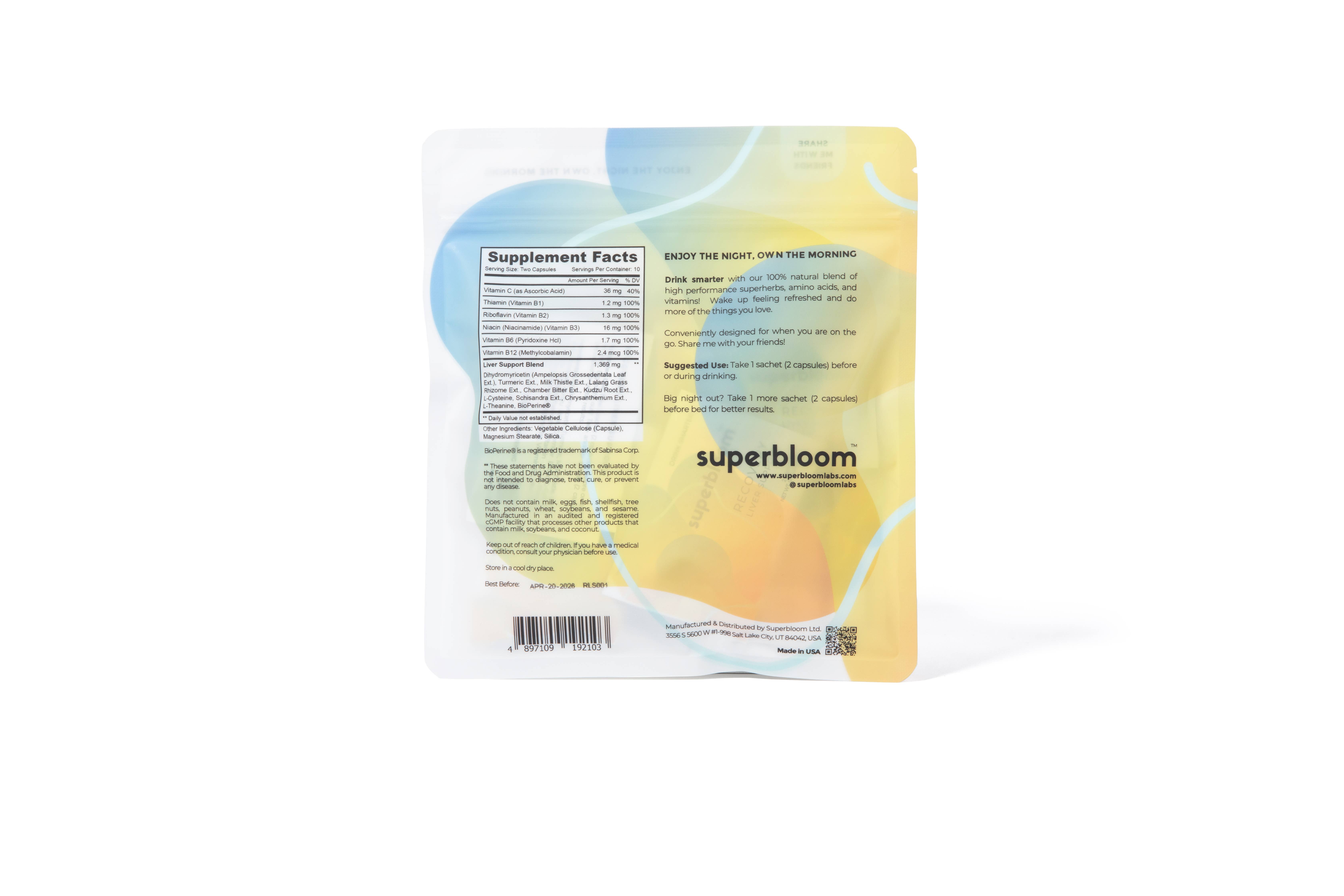 Superbloom - Wholesale Oral Supplement/Vitamin - Superbloom Hangover Pills - Recovery & Liver Support1