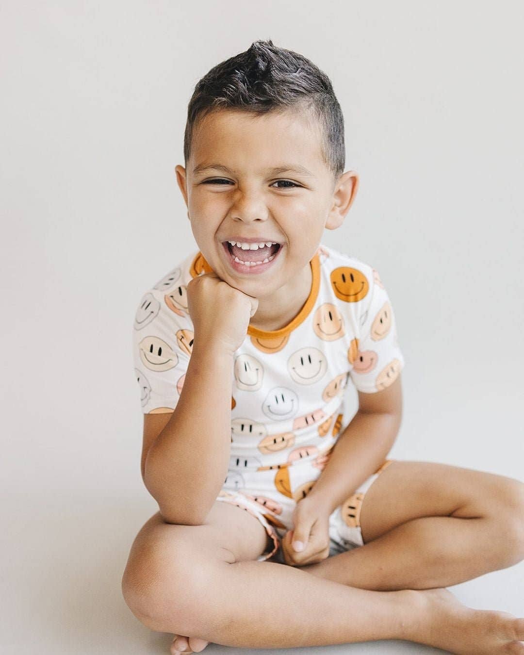 Lucky Panda Kids - Wholesale Sleepwear Set - Kids - Smiley Bamboo Kids Clothing Two Piece Shorts Set | Copper2