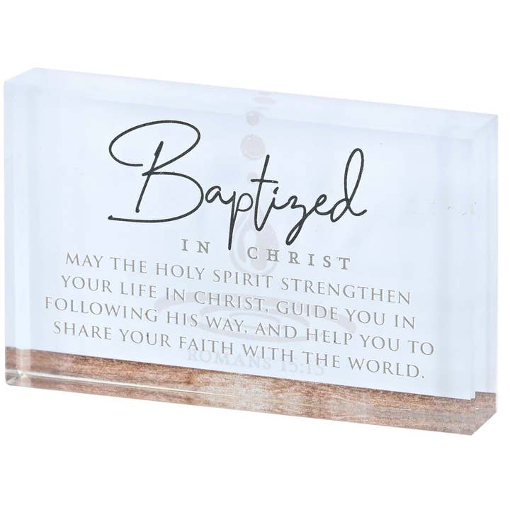 Tabletop Glass Plaque Baptized In Christ for wholesale by Dicksons