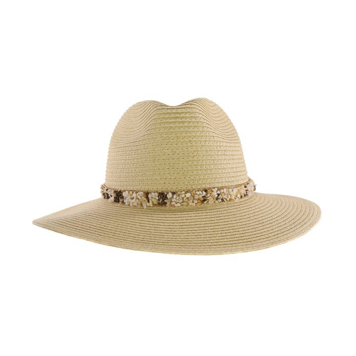C.C Beanie - Wholesale Straw Hat - Women's - Gem Cluster Band Straw C.C Panama Hat STI02
