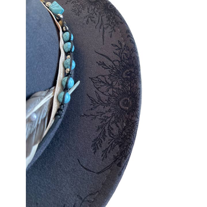 Wild Indigo - Wholesale Cowboy Hat - Women's - Â Western Burned Hat Sunflower Brim Cowboy Hat