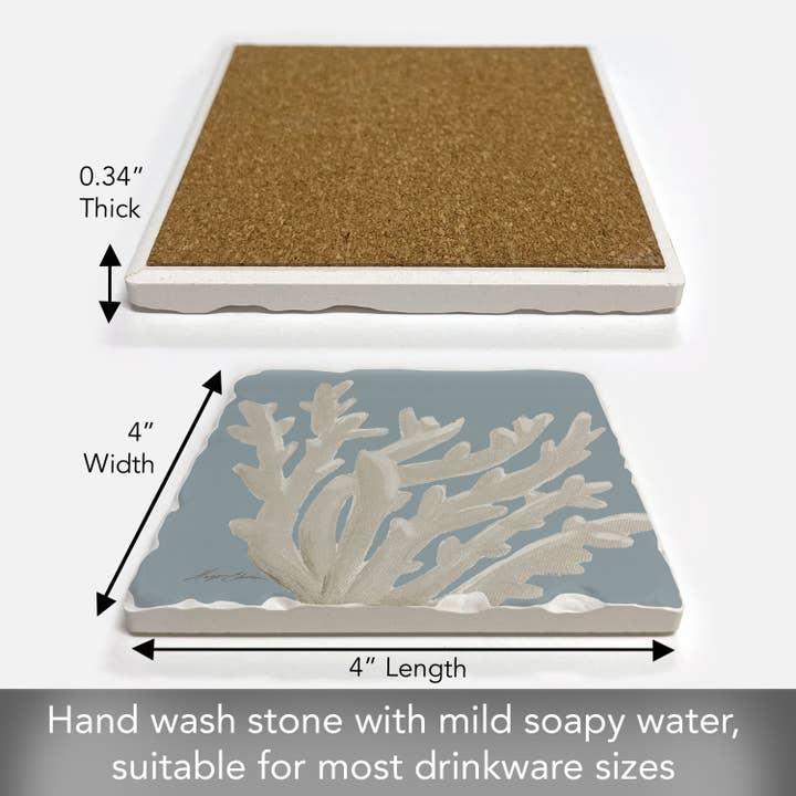 CounterArt/Highland Home/Thirstystone/CoasterStone - Wholesale Coasters - Coral Reefs Single Absorbent Stone Tumbled Tile Coaster2