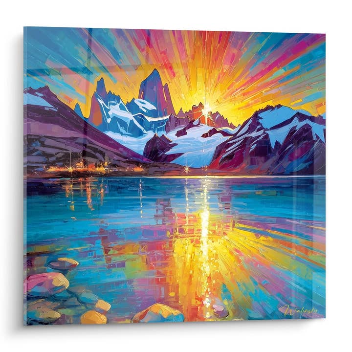 Mountain Landscape Painting Sunrise - Glacial Radiance - Mountain Edition for wholesale by Walensky