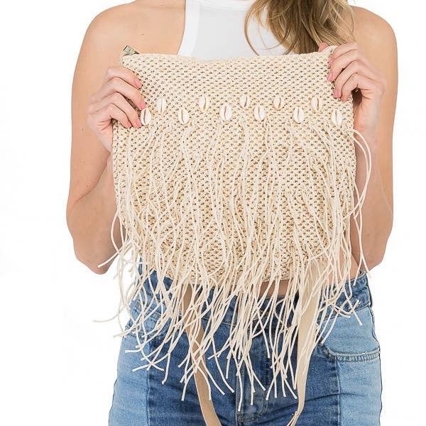 Cap Zone - Wholesale Crossbody bag – Women's - Seashell Bohemian crochet braid fringed Crossbody Bag7