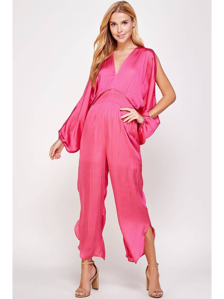 Strut & Bolt - Wholesale Jumpsuit - Women's - Berrack Shoulder Cut-out Smocked Waist Jumpsuit