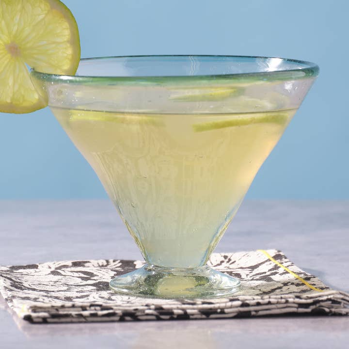 Verre à Margarita Bord Aqua | Soufflé à la main | Verrerie Recyclée pour la vente par Sobremesa