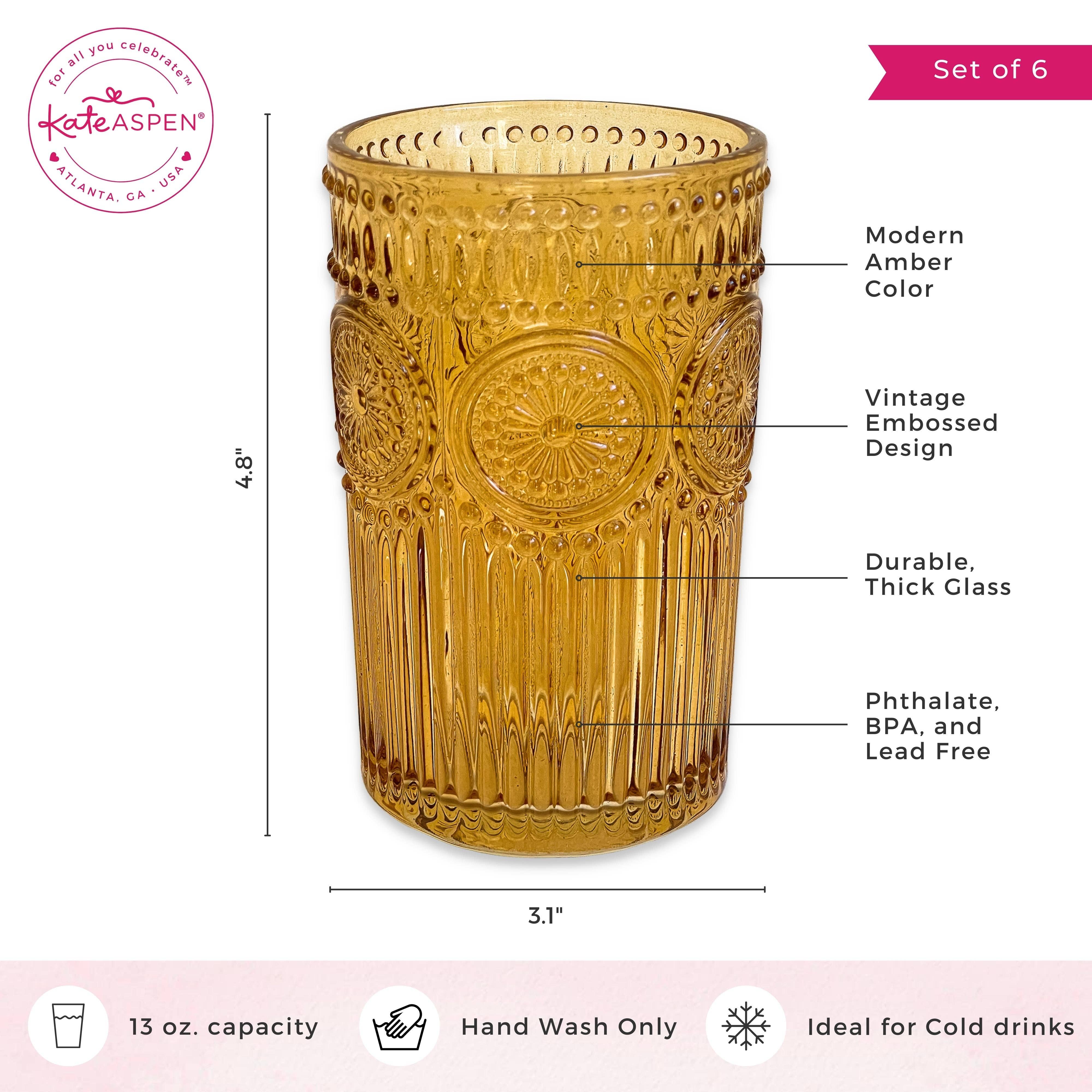 Kate Aspen – Copo/caneca por atacado – Copos Amber Texturados Vintage (Conjunto de 6)5