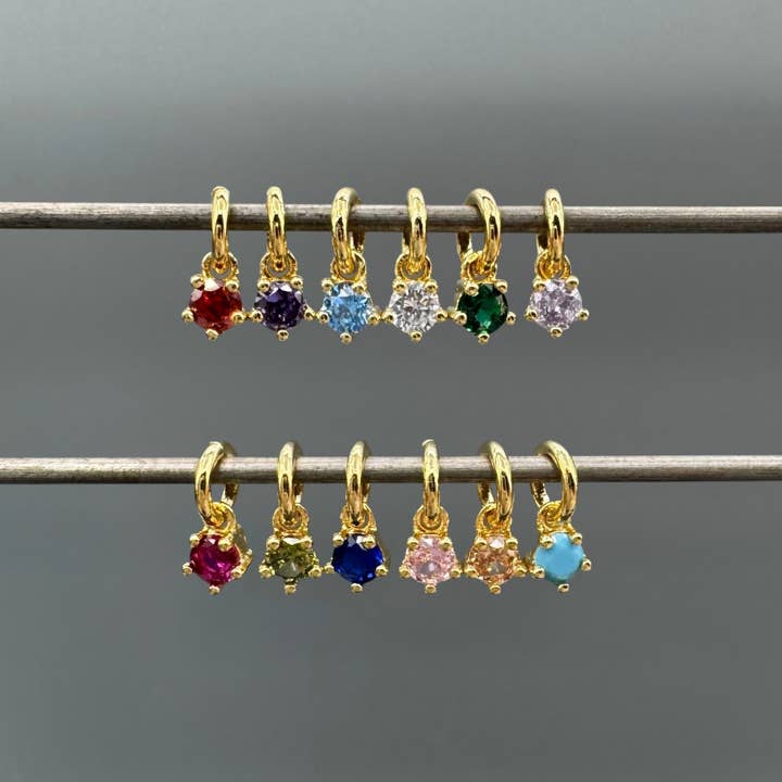 Something Silver - Vente Breloques/médailles personnalisées - Charms Mini Ronds en Or avec Pierre de Naissance12