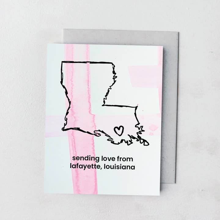 Louisiana State Handgeschilderde Kaart (Aanpasbaar!) voor wholesale door Beau Paper Co.