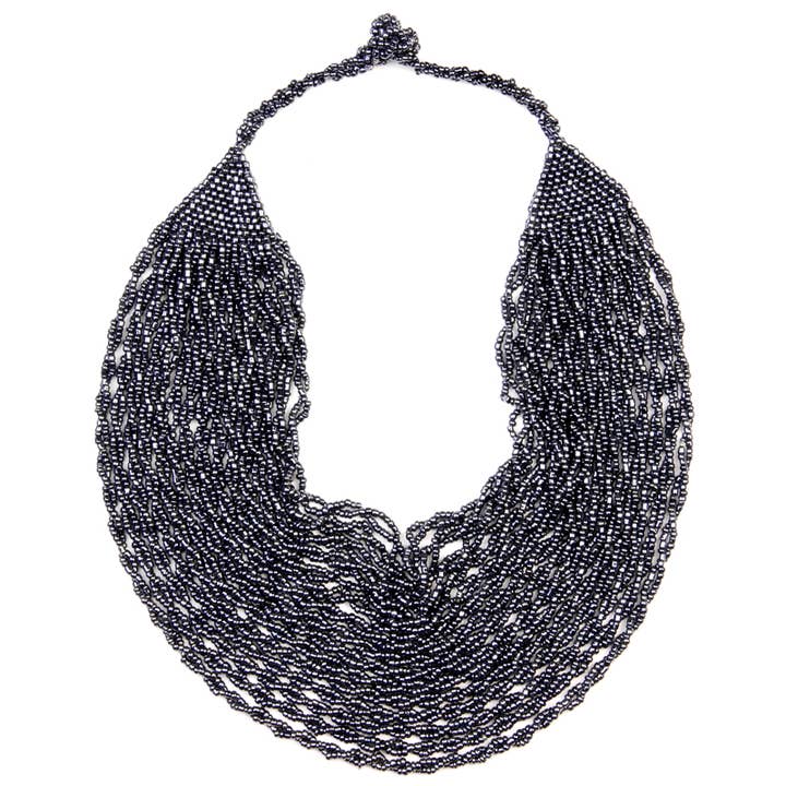 Twisted strands cascade necklace Gunmetal for wholesale by Erik & Mike