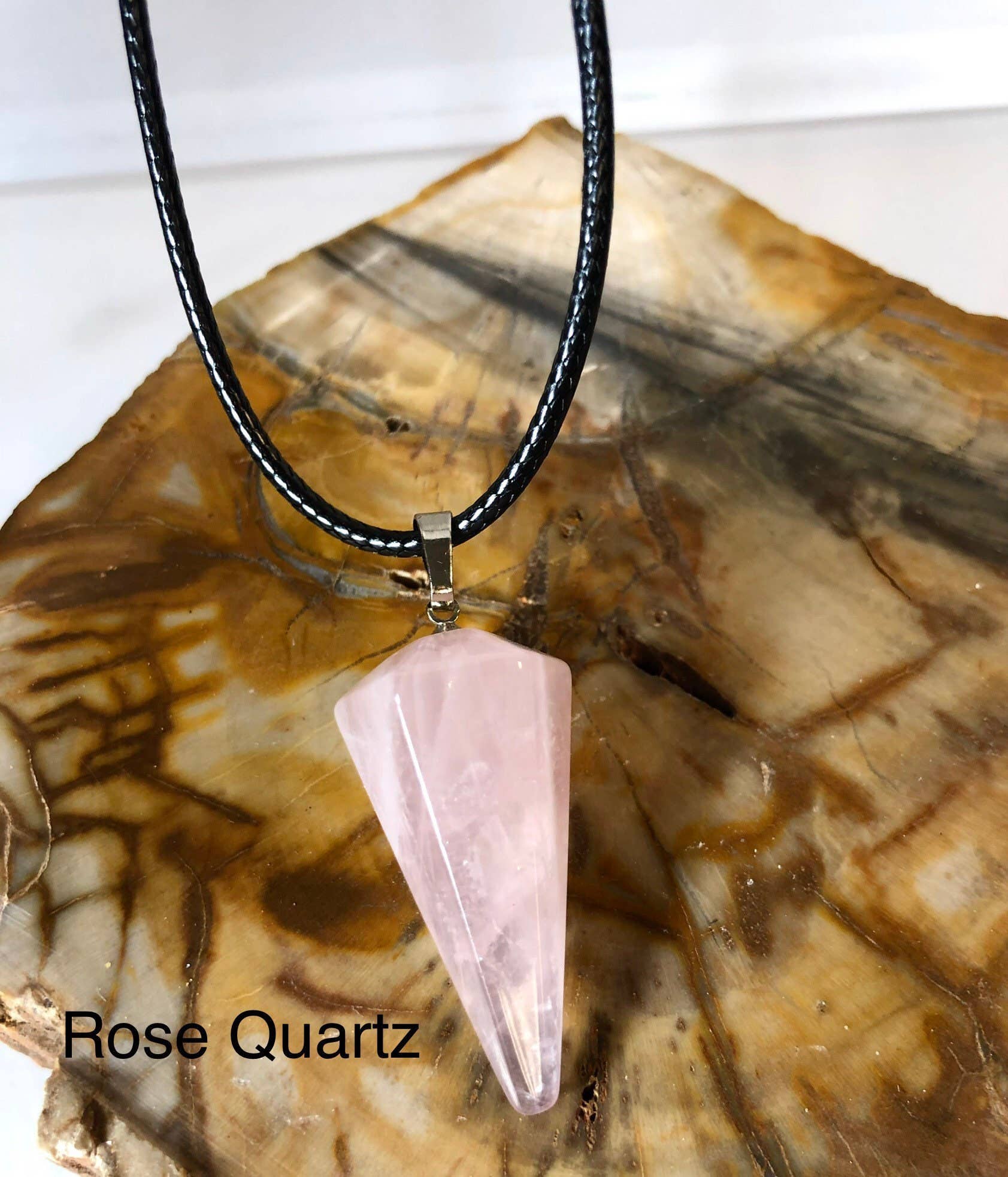 KayleeNYC - Vente Breloques/médailles personnalisées - Pendentif pendule naturel en cristal : améthyste, œil de tigre, quartz rose1
