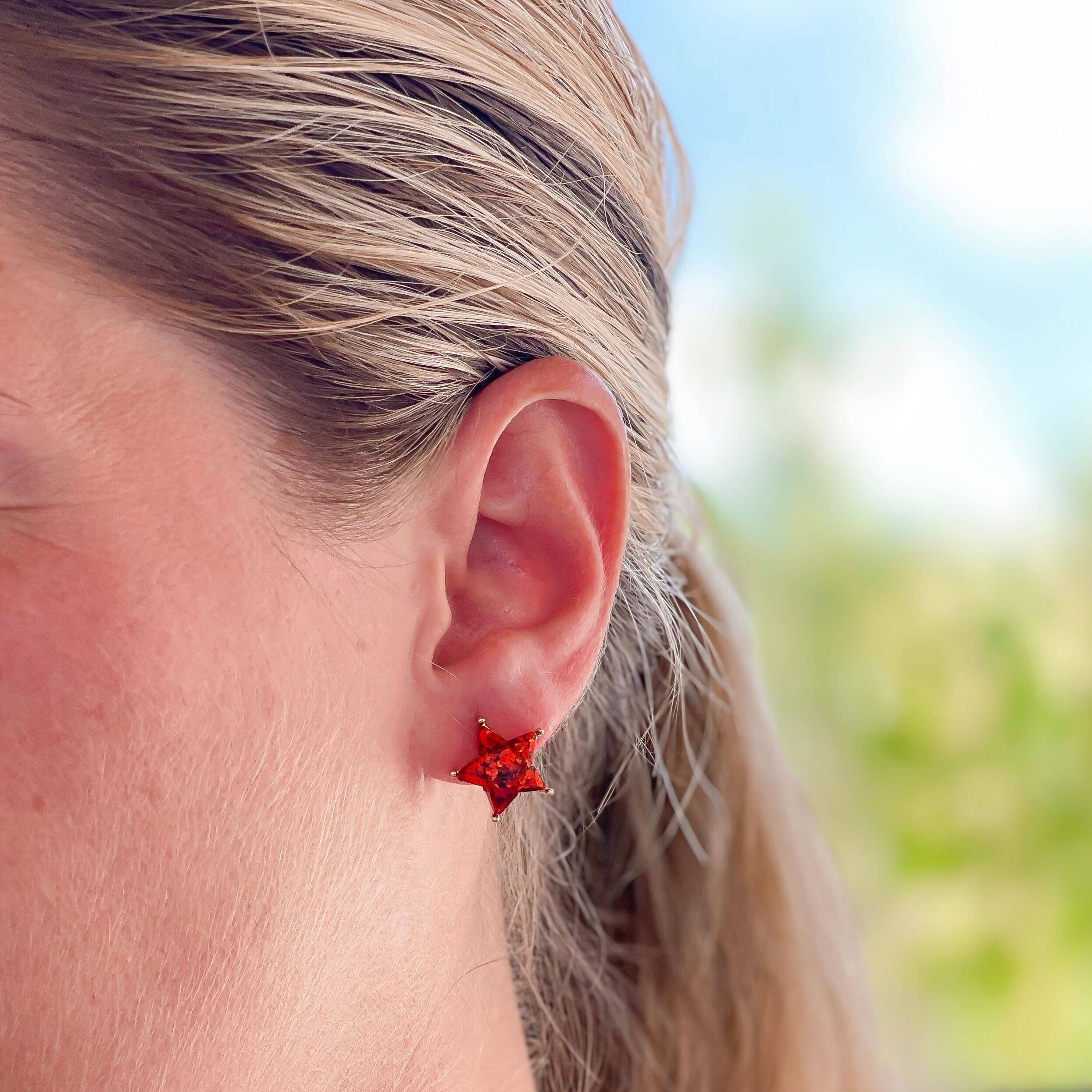 Prep Obsessed Wholesale - Wholesale Jewelry Set - Patriotic Glittery Star Stud Set of 33