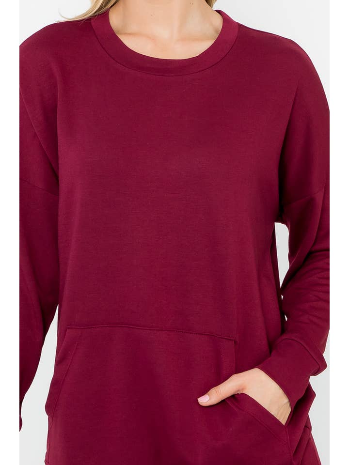 MYS Wholesale Inc - Wholesale Tunic - Women's - Long Sleeve French Terry Top With Kangaroo Top24