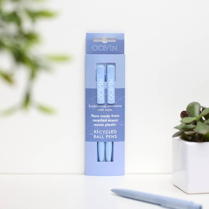 Pack of 2 recycled pens - Ocean Collection - Sea Blue for wholesale by VENT for Change