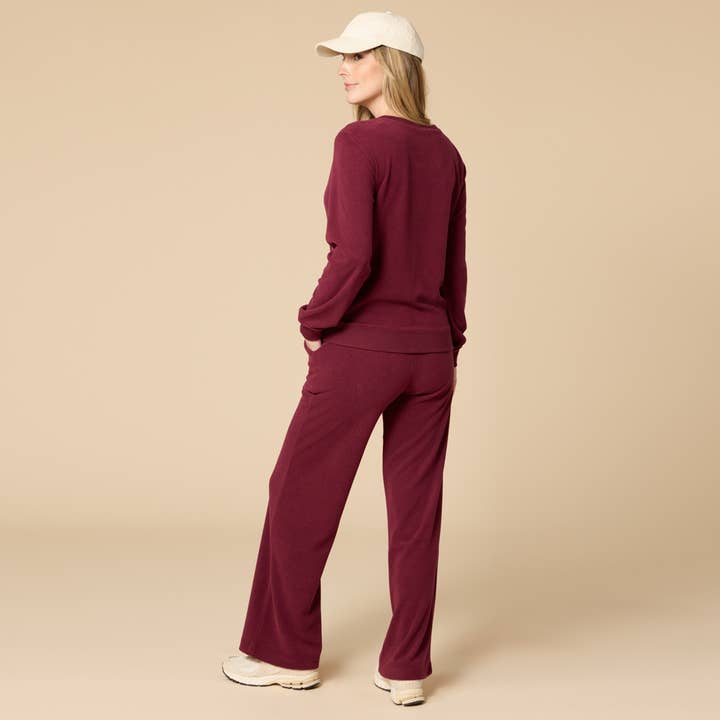 Softies - Wholesale Lounge Set - Women's - Vintage Velvet V-Neck with Wide Leg Pant11