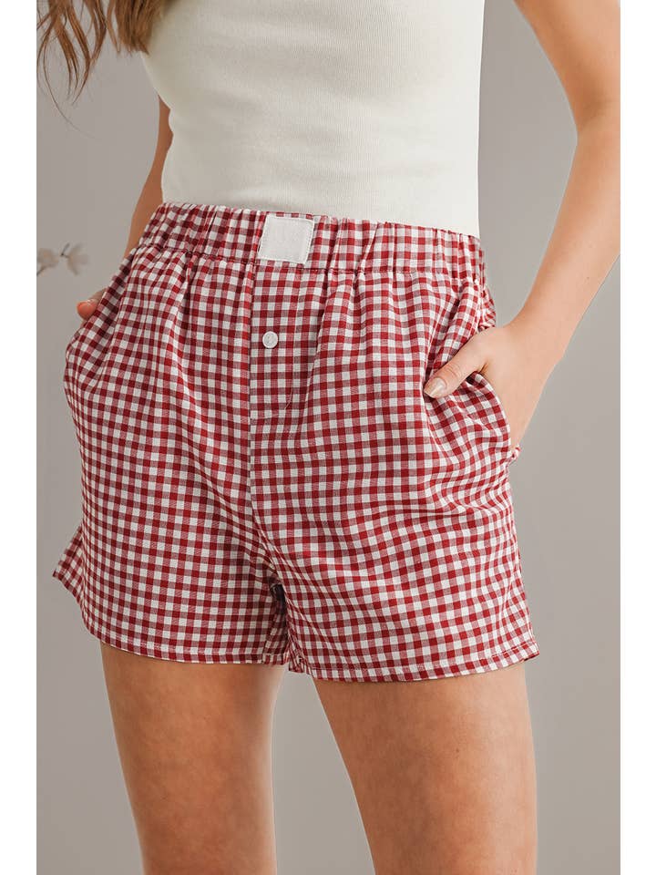 Aapparella - Wholesale Shorts - Women's - Gingham Printed High Waist Shorts | S-2XL