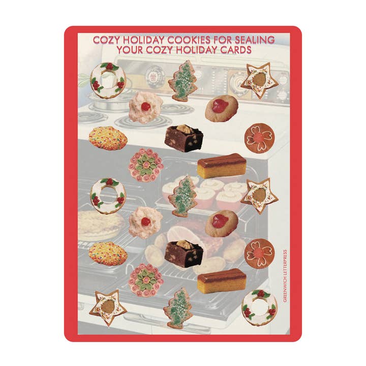 Feuille d'autocollants vintage pour biscuits – Sceau de vacances pour cartes et cadeaux pour la vente par Greenwich Letterpress