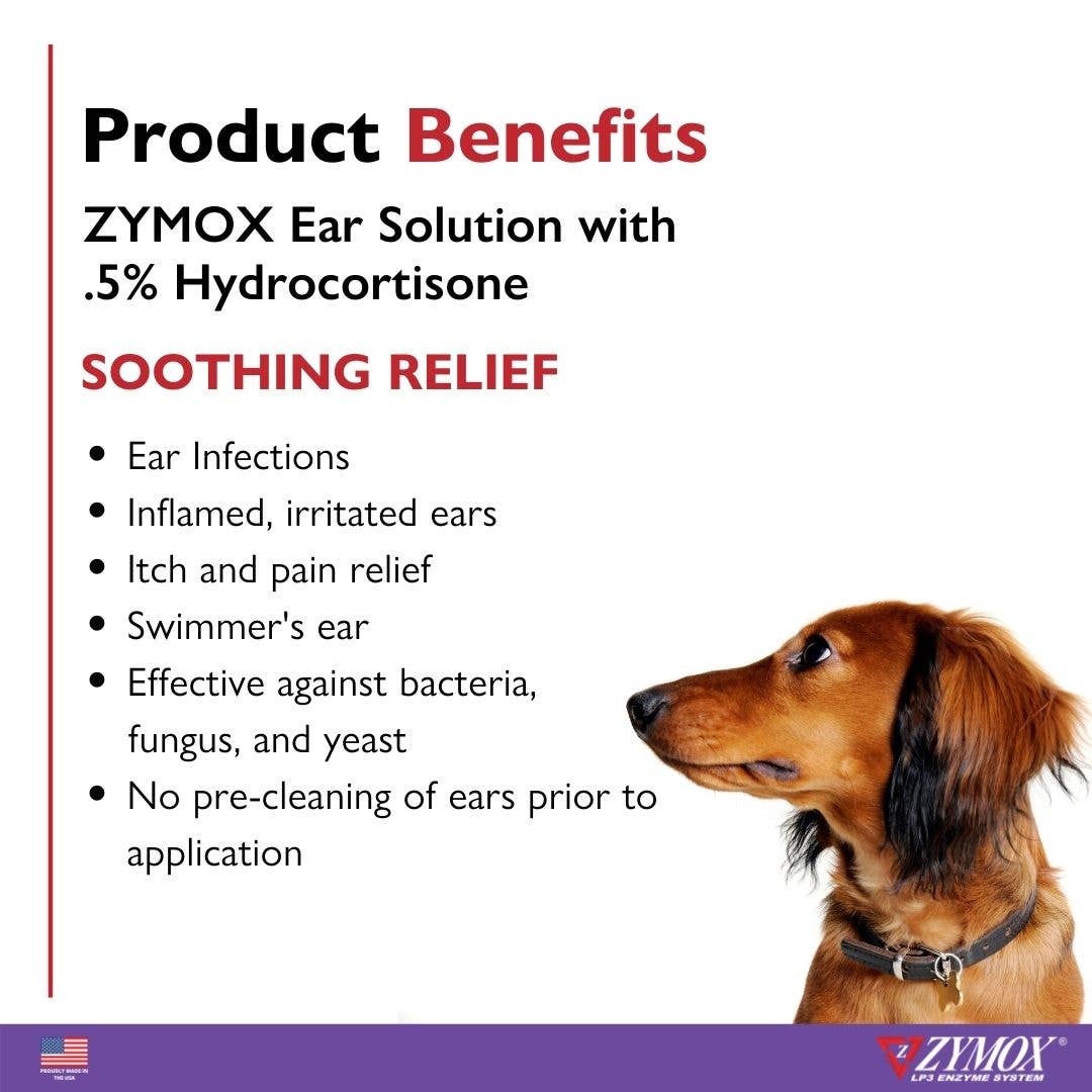 Pet Palette Distribution - Wholesale Pet Cleaning Supplies - Zymox Ear Solution w/ .5% hydrocortisone - 1.25 oz. bottle2