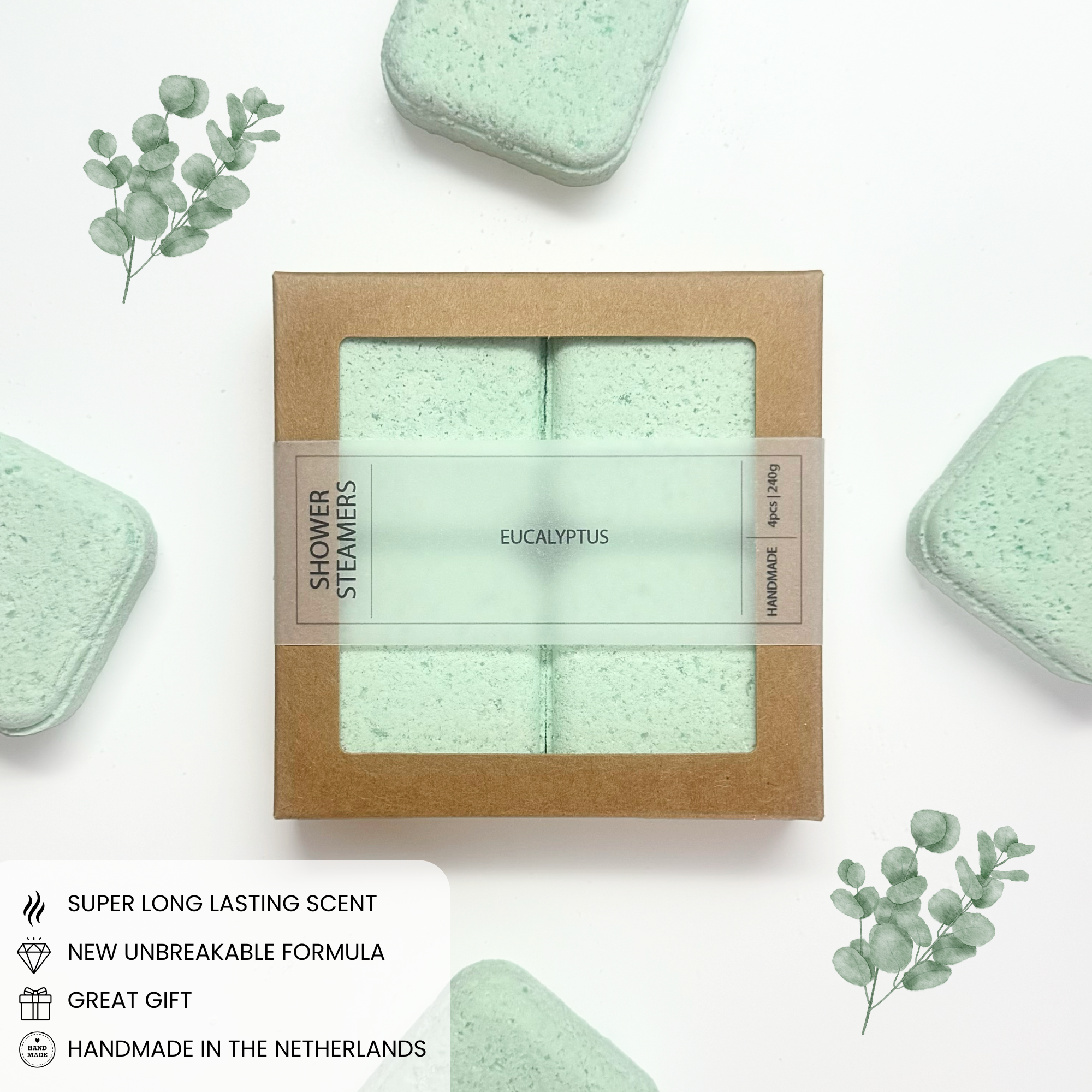 Bon Babef - Wholesale Shower Steamer/Bomb - NATURAL SHOWER STEAMERS | GIFT PACK 4PCS | EUCALYPTUS | 240g1