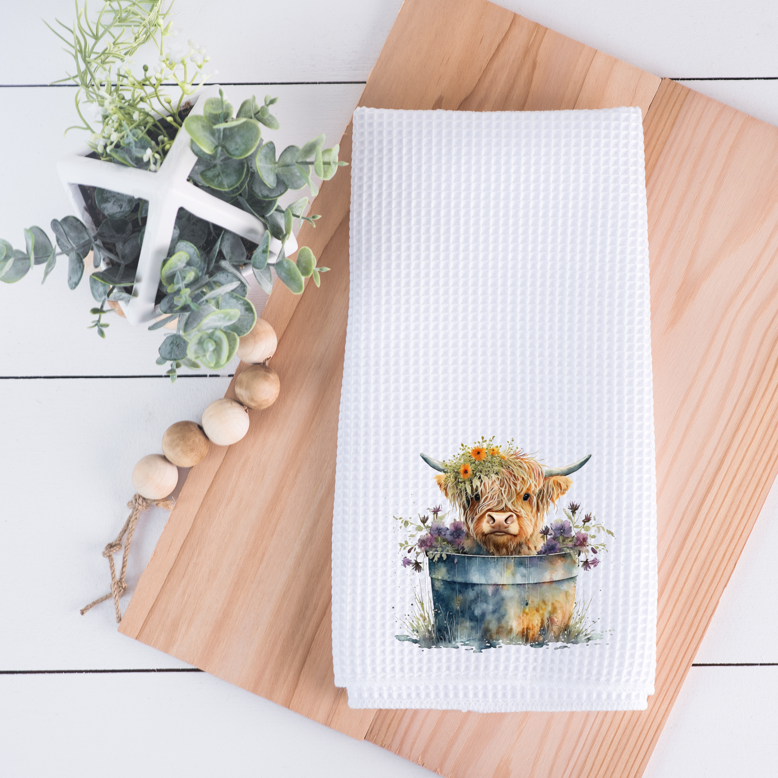 Fernville Creations - Wholesale Tea Towel - Highland Cow Hand Towel, Farmhouse Kitchen, Rustic Décor9
