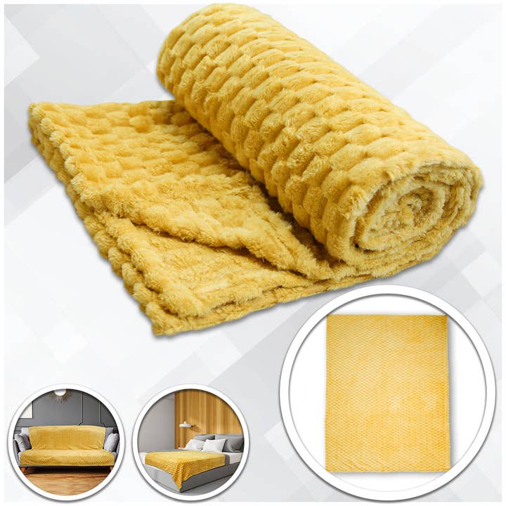 Yellow Solid Color Soft Plush 50x60in Blanket for wholesale by Flags Importer