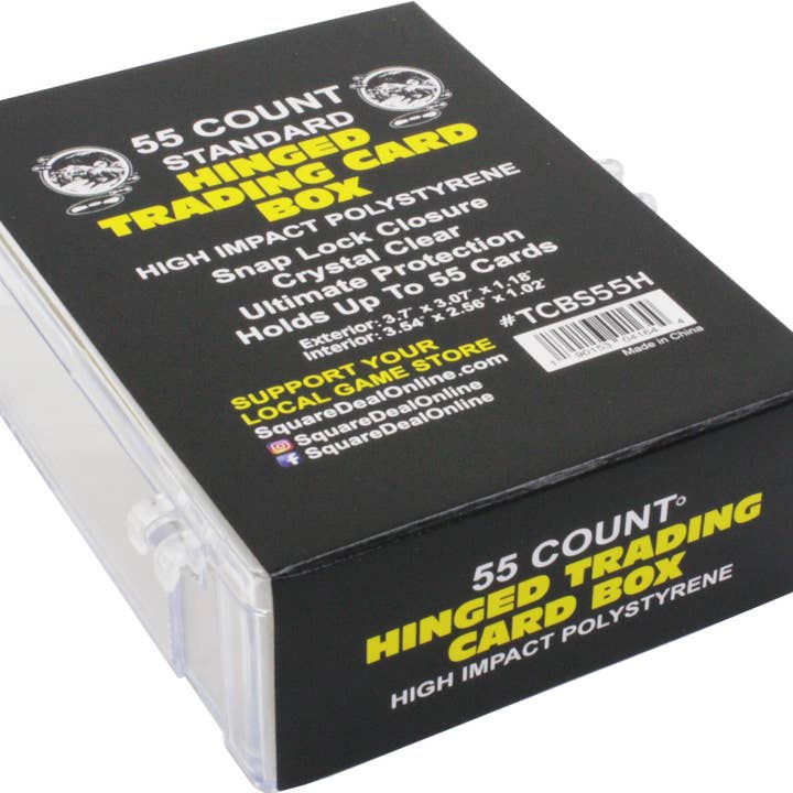 Trading Card Hinged Box - 55 Cards - High Impact Polystyrene for wholesale by Square Deal Recordings & Supplies