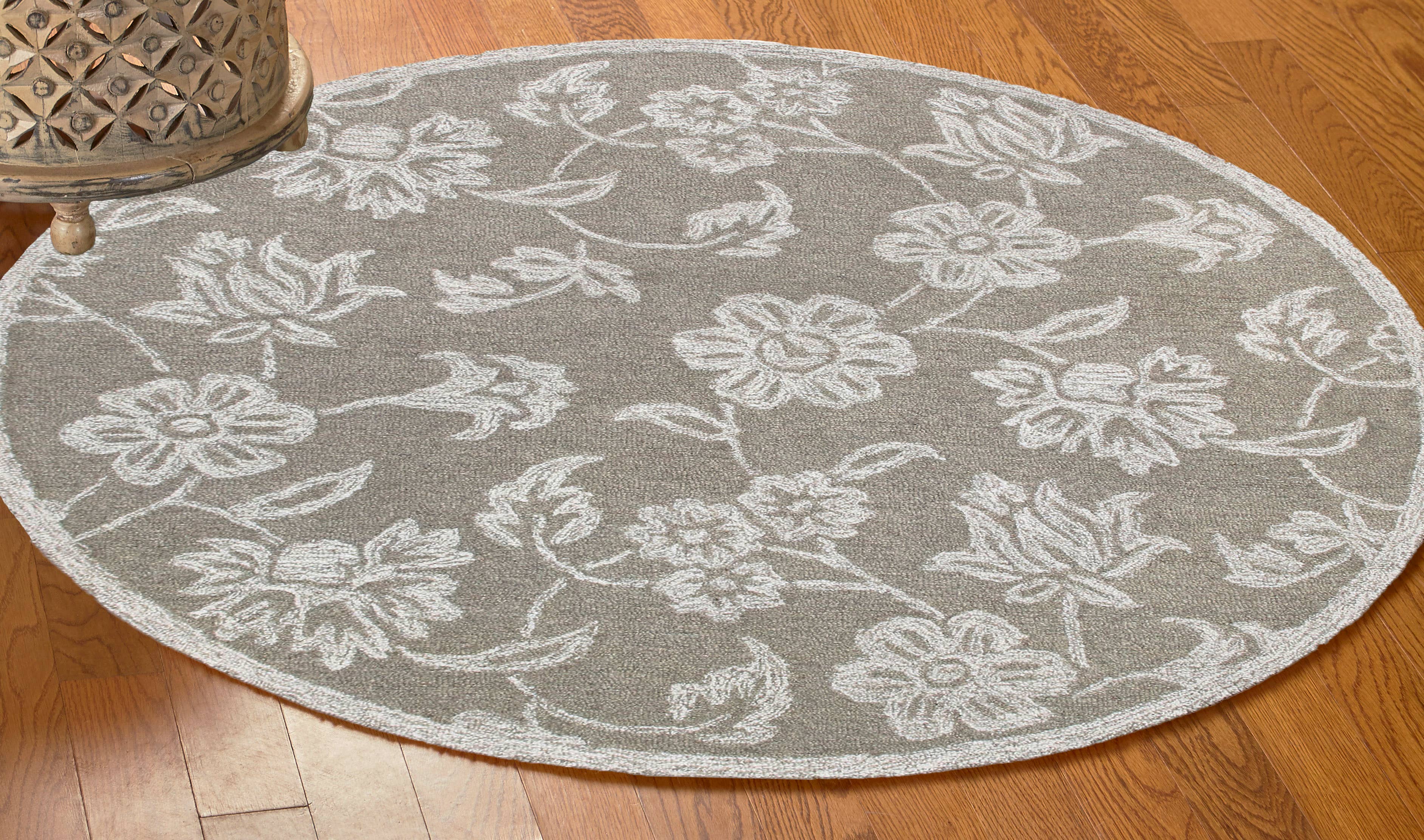 LR Home - Wholesale Area Rug - Raelyn Vintage Floral Hand-Tufted Wool Round Indoor Area Rug15