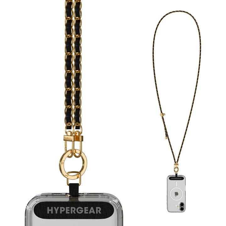 Universal Crossbody Phone Strap Chain Black Vegan Leather for wholesale by HyperGear