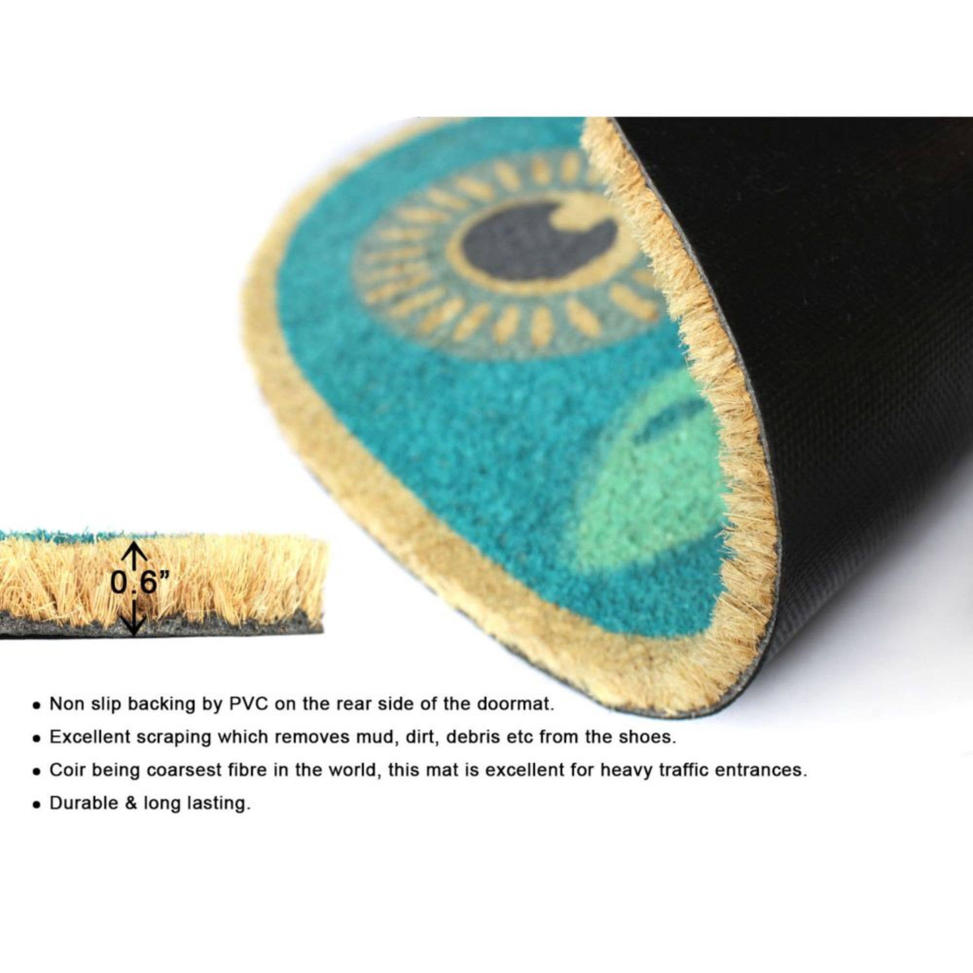 RugSmith - Wholesale Door Mat - RugSmith Blue Owl Coir Doormat, 16" x 24"3