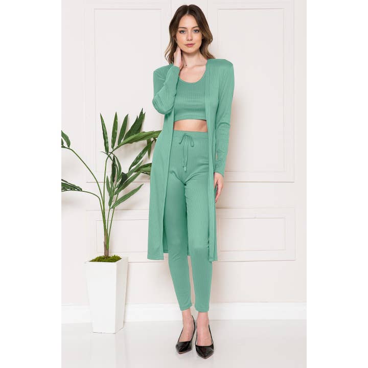 3PCS SET CROP TOP JOGGERS PANTS WITH CARDIGAN for wholesale by JHP Collection