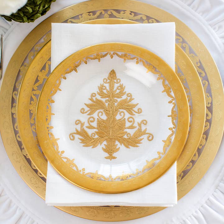 Arte Italica & Crown Linen Designs - Wholesale Dinner Plate - Vetro Gold Dinner Plate